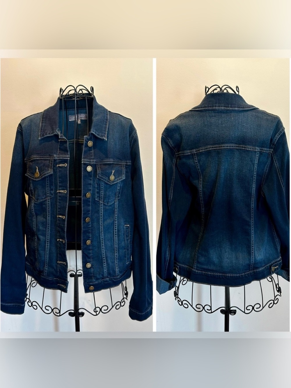 Just USA Dark Denim Blue Button Front Women's Jacket